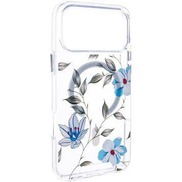 TPU+PC чохол Clear Garden with MagSafe для Apple iPhone 17 Pro Max (6.9") Blue Blossom 777-08196 фото
