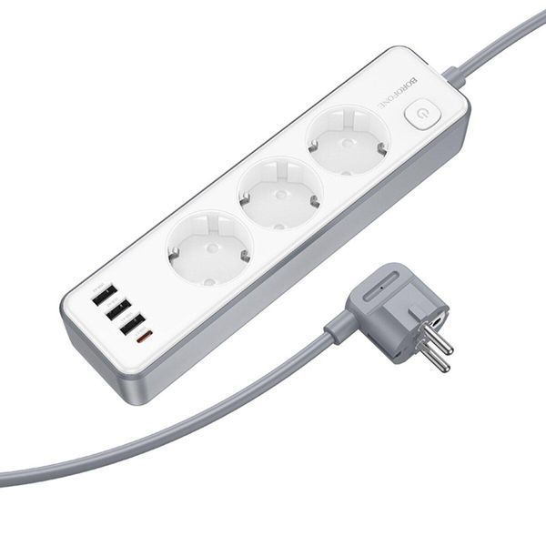 Сетевой удлинитель BOROFONE BAC9 Power 3-position socket(PD20W/1C3A)(EU/GER)(L=2M) White 656-03206 фото
