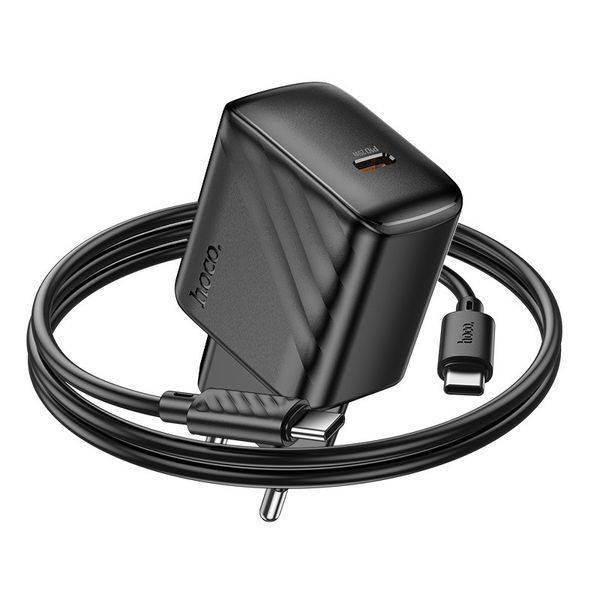 Мережевий зарядний пристрій з кабелем HOCO CS24A Puerto single-port PD25W charger set (C to C)(EU) Black 6942007639774 фото