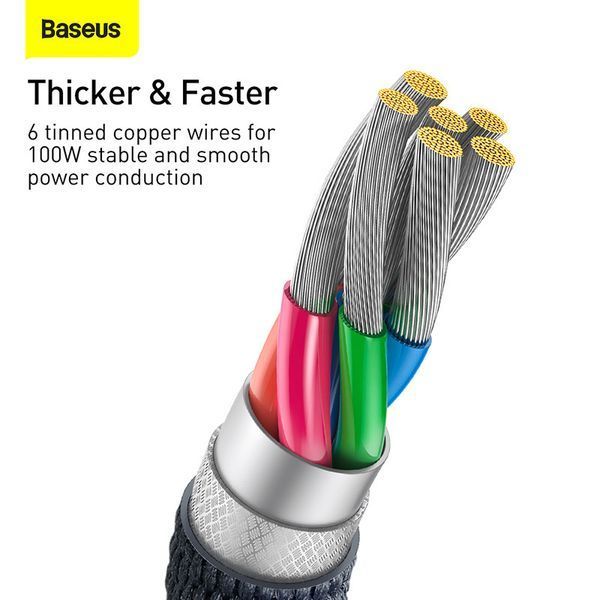 Кабель Baseus Crystal Shine Series Fast Charging Data Cable USB to Type-C 100W 2m Black CAJY000501 фото