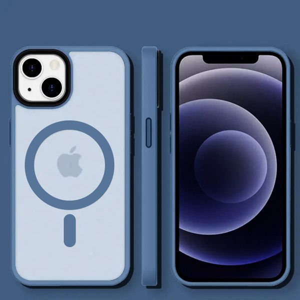 TPU+PC чохол Metal Buttons with MagSafe Colorful для Apple iPhone 14 (6.1") Sierra Blue 555-03124 фото
