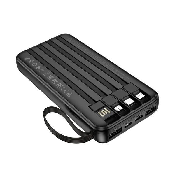 Зовнішній акумулятор BOROFONE BJ76 Smart power bank with 4 cables(10000mAh) Black 216-00145 фото