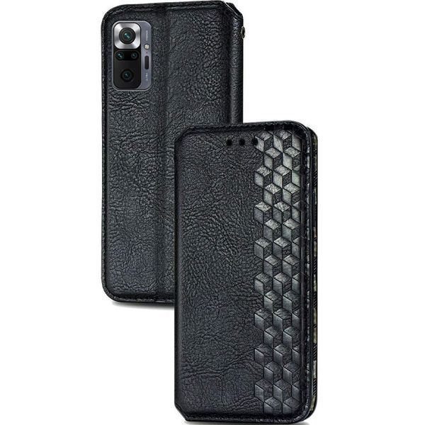 Шкіряний чохол-книжка GETMAN Cubic для Xiaomi Redmi Note 10 Pro / 10 Pro Max Чорний 555-01929 фото