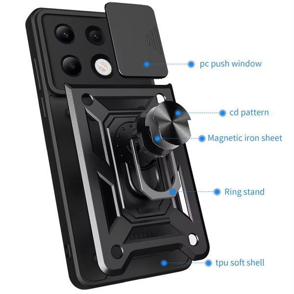 Ударопрочный чехол Camshield Serge Ring для Xiaomi Poco X6 / Note 13 Pro 5G Black 777-04393 фото