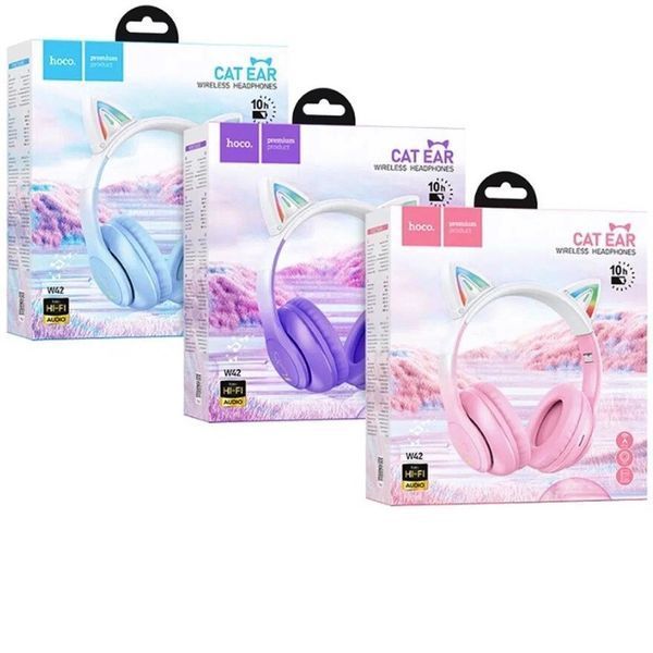 Беспроводные накладные наушники HOCO W42 Cat ears BT headphones Cherry Blossom 6931474795847 фото