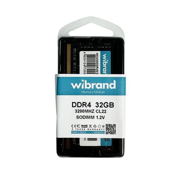 Оперативная память DDR4 Wibrand 32GB 3200MHz CL22 SODIMM WI3200DDR4S/32GB фото