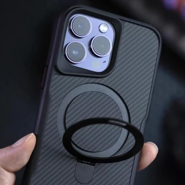 TPU+PC чохол Metal Buttons with MagSafe Carbon Ring для Apple iPhone 15 Pro (6.1") Black 777-08081 фото