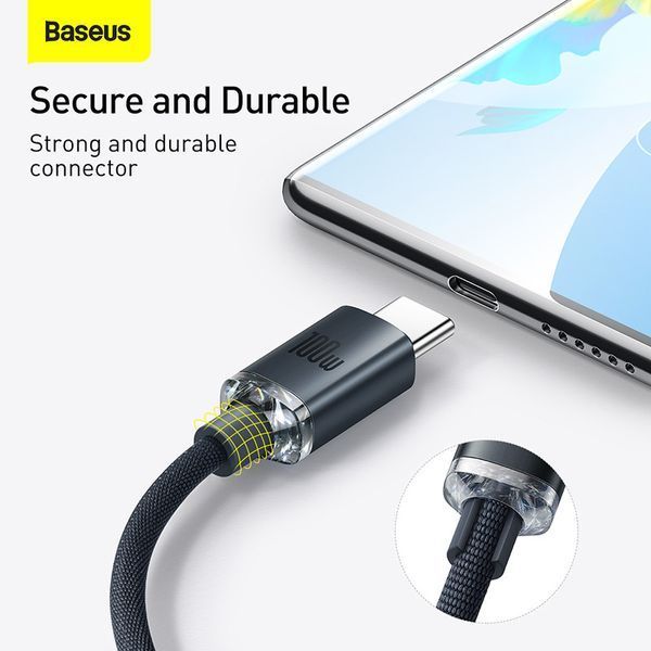 Кабель Baseus Crystal Shine Series Fast Charging Data Cable USB to Type-C 100W 2m Black CAJY000501 фото