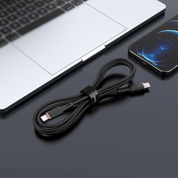 Кабель ACEFAST C2-01 Type-C to iP 3A, 20W, 1.2m silicone, zinc connectors, Black 6974316280644 фото