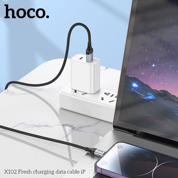 Кабель HOCO X102 Fresh charging data cable iP Black 6942007608756 фото