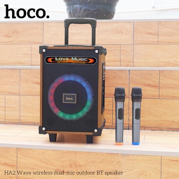 Портативна колонка HOCO HA2 Wave wireless dual-mic outdoor BT speaker Wooden Pattern 656-00766 фото
