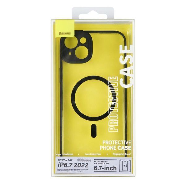 Чехол Baseus Frame Series Magnetic Case+Glass 0.22mm для iPhone 14 Plus Black 757-00220 фото