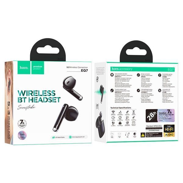 Беспроводные наушники HOCO EQ7 Snowflake true wireless BT headset Black 656-03873 фото