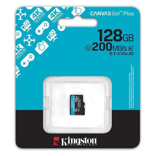 Карта пам'яті microSDXC (UHS-1 U3) Kingston Canvas Go! Plus 128Gb class 10 A2 V30 (R200MB/s) SDCG4/128GBSP фото