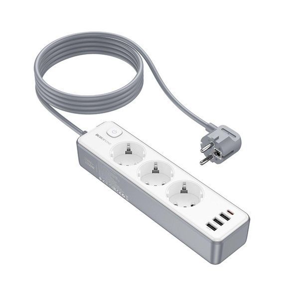 Сетевой удлинитель BOROFONE BAC9 Power 3-position socket(PD20W/1C3A)(EU/GER)(L=2M) White 656-03206 фото