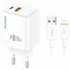Мережевий зарядний пристрій Amaya E77D PD20W+QC3.0 (1USB-A/1C) + кабель USB to Lightning white 656-08075 фото 1