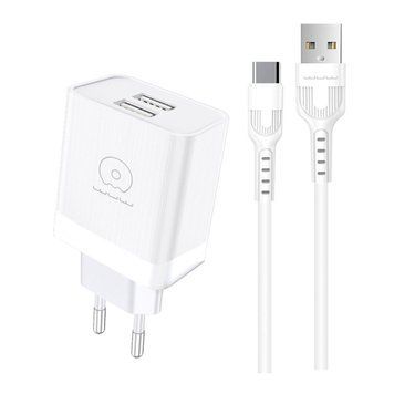 Сетевое зарядное устройство з кабелем WUW-T92 2USB/2.4A set type-c 6972573337682 фото