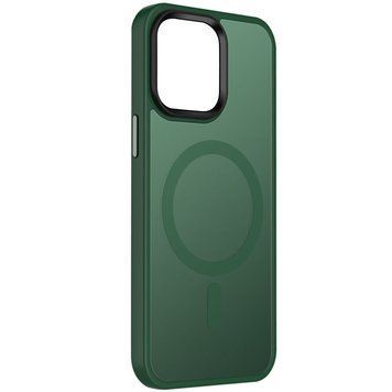 TPU+PC чохол Metal Buttons with MagSafe Colorful для Apple iPhone 14 (6.1") Dark Green 555-03125 фото