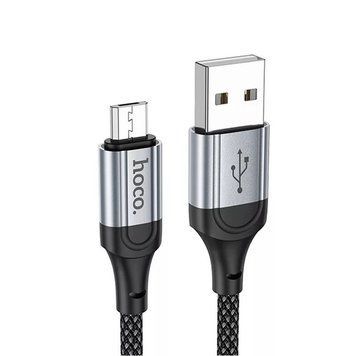 Кабель HOCO X102 USB to Micro 2.4A, 1m, nylon, aluminum connectors, Black 6942007608763 фото