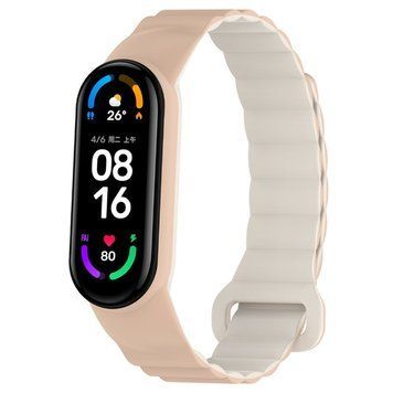 Ремешок Dual-color Magnetic для Xiaomi Mi Band 7/6/5/4/3 Beige / White 212-01639 фото