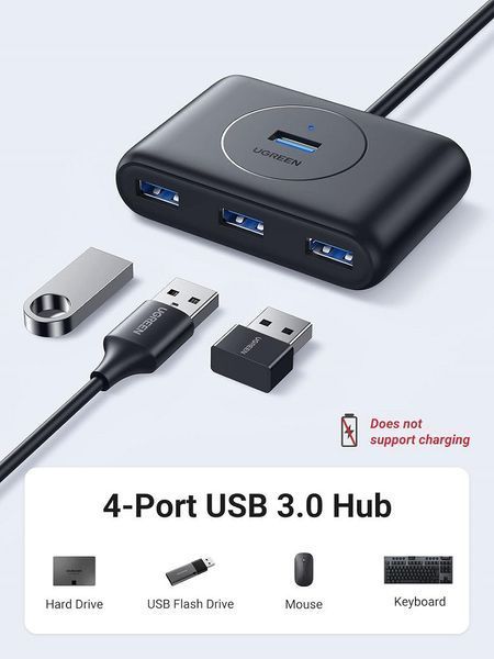 USB-хаб UGREEN CR113 USB 3.0 Hub 1m (Black) (UGR-20291) UGR-20291 фото