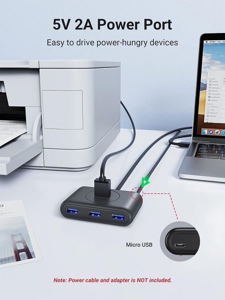 USB-хаб UGREEN CR113 USB 3.0 Hub 1m (Black) (UGR-20291) UGR-20291 фото
