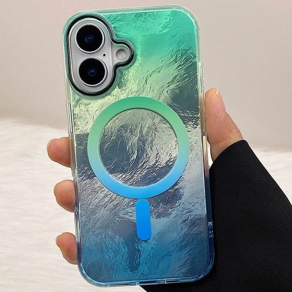 Чехол TPU Shiny Mountain (MagFit) для Apple iPhone 16 (6.1") Green / Blue 555-02875 фото