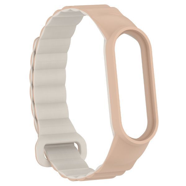 Ремінець Dual-color Magnetic для Xiaomi Mi Band 7/6/5/4/3 Beige / White 212-01639 фото