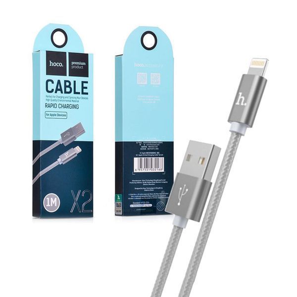 Кабель для заряджання та передачі даних Hoco X2 USB to Lightning Сірий 1 м 209-00050 фото