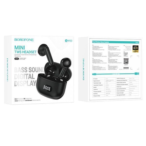 Навушники BOROFONE BW53 Elegant true wireless BT headset Black 656-00896 фото