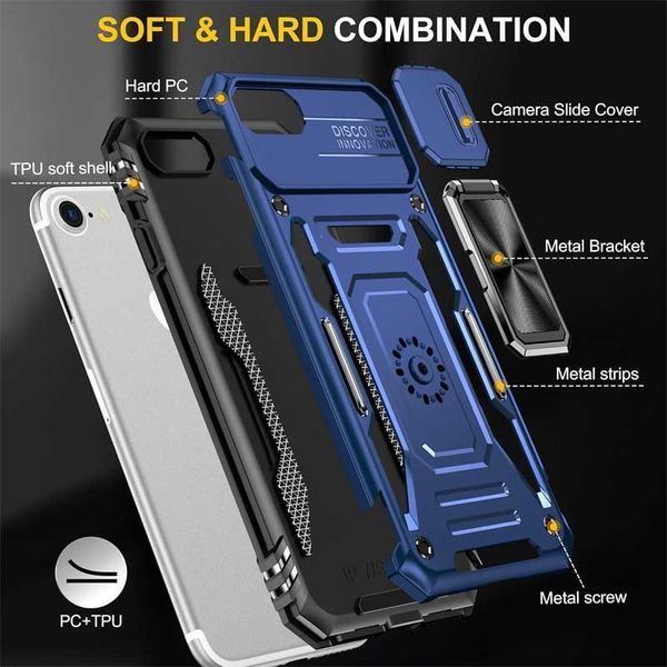 Ударостійкий чохол Camshield Army Ring для Apple iPhone 7 / 8 / SE (2020) (4.7") Navy Blue 777-05041 фото