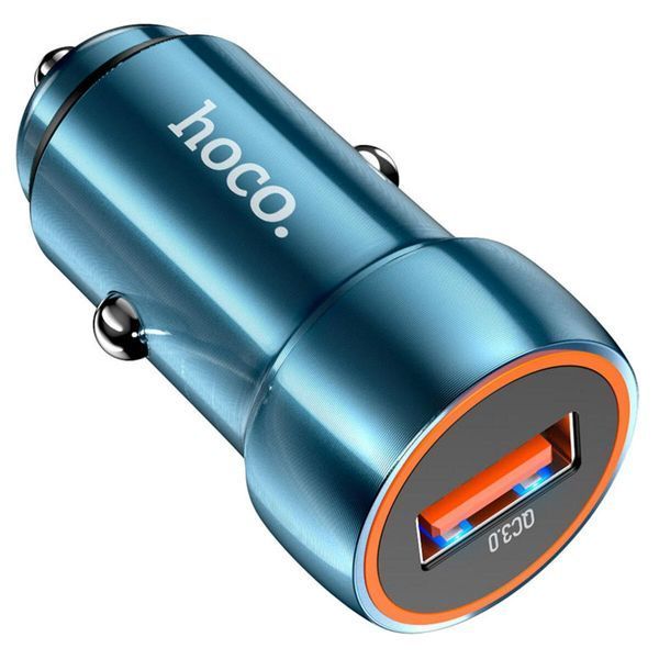 Автомобильное зарядное устройство HOCO Z46 Blue shield single port QC3.0 18W Sapphire Blue 656-00345 фото