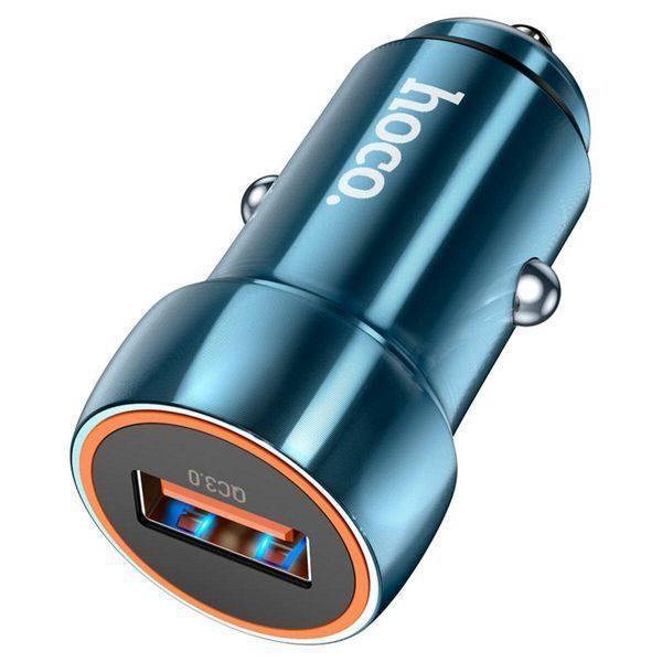 Автомобильное зарядное устройство HOCO Z46 Blue shield single port QC3.0 18W Sapphire Blue 656-00345 фото