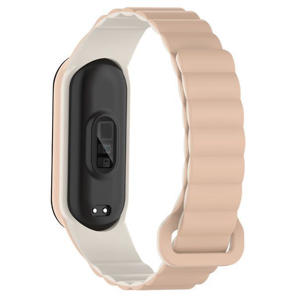 Ремінець Dual-color Magnetic для Xiaomi Mi Band 7/6/5/4/3 Beige / White 212-01639 фото