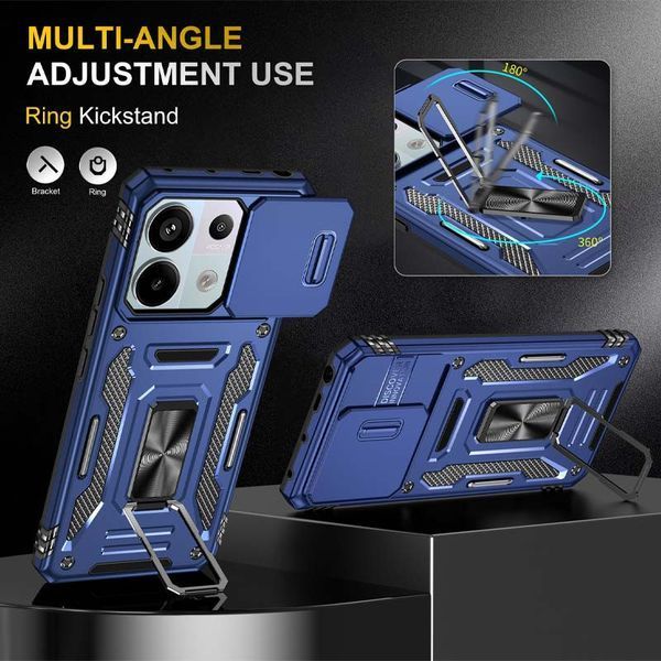 Ударопрочный чехол Camshield Army Ring для Xiaomi Redmi Note 13 Pro 4G / 14s / Poco M6 Pro 4G Navy Blue 777-04991 фото