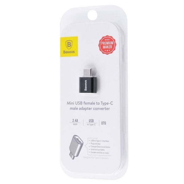 Переходник OTG Baseus USB to Type-C Black CATOTG-01 фото