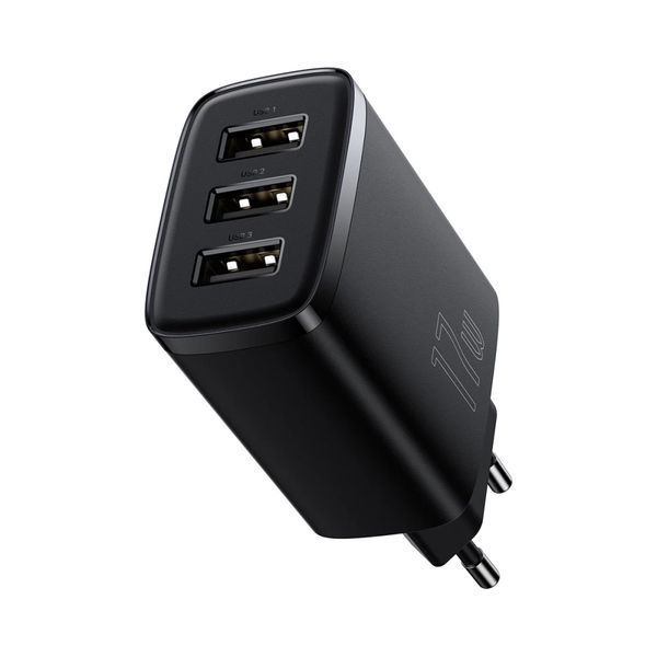 Мережевий зарядний пристрій Baseus Compact Charger 3U 17W EU Black CCXJ020101 фото