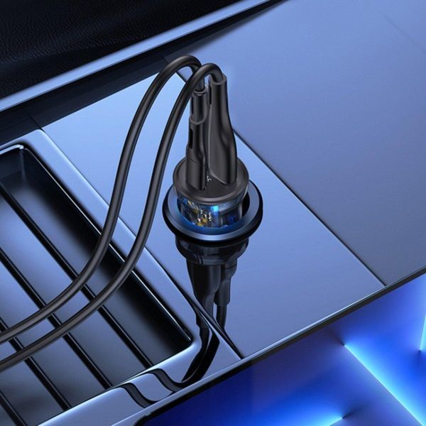 Автомобільний зарядний пристрій Usams US-CC164 C32 30W Transparent A+C Mini Car Charger 656-00561 фото