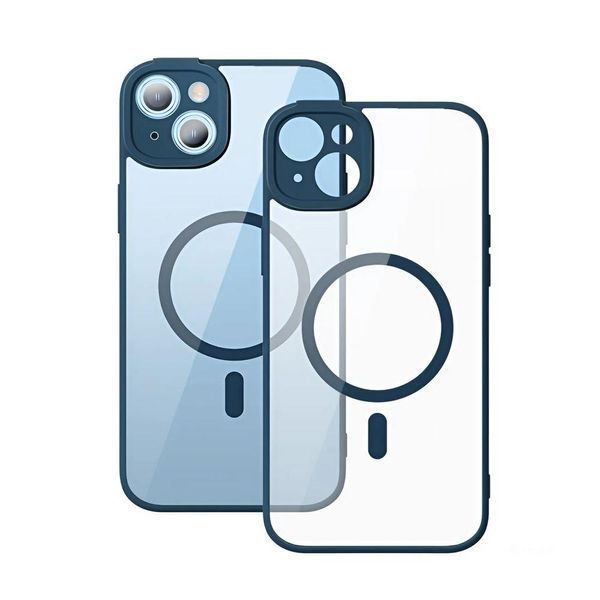 Чехол Baseus Frame Series Magnetic Case+Glass 0.22mm для iPhone 14 Plus Blue 757-00221 фото