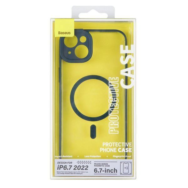 Чехол Baseus Frame Series Magnetic Case+Glass 0.22mm для iPhone 14 Plus Blue 757-00221 фото