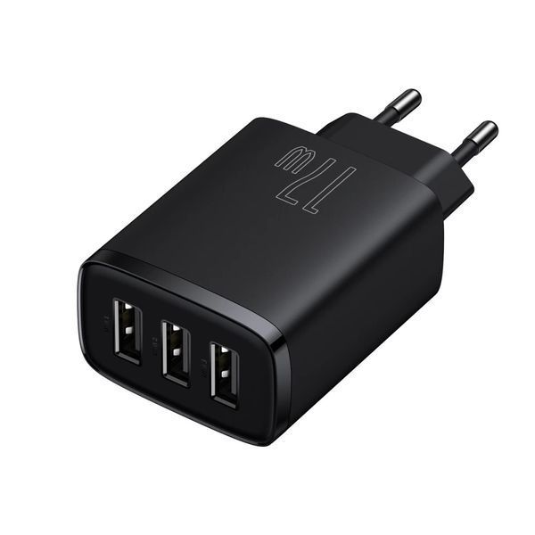 Мережевий зарядний пристрій Baseus Compact Charger 3U 17W EU Black CCXJ020101 фото