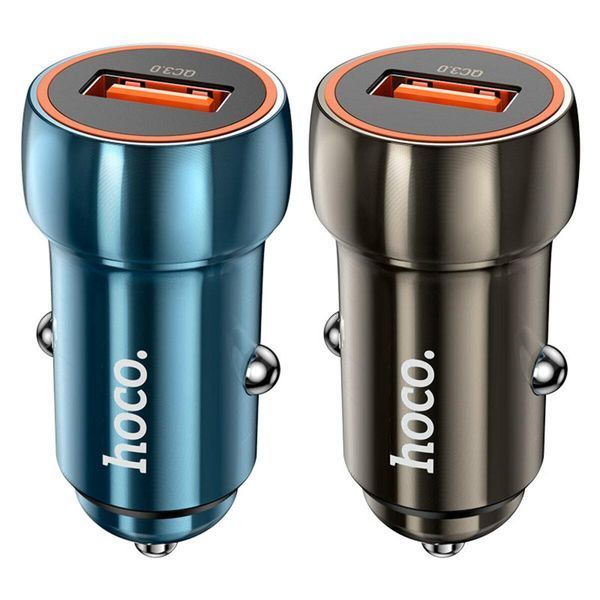 Автомобильное зарядное устройство HOCO Z46 Blue shield single port QC3.0 18W Sapphire Blue 656-00345 фото