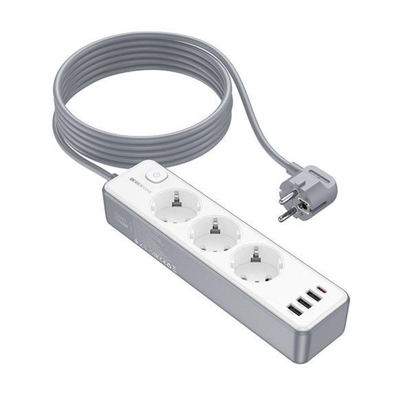 Сетевой удлинитель BOROFONE BAC9 Power 3-position socket(PD20W/1C3A)(EU/GER)(L=3M) White 656-03207 фото