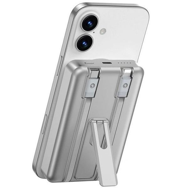 Портативний ЗП Power Bank WIWU Wi-P056 22.5W+PD20W з БЗП+iWatch with cable 10000 mAh Silver ILSO-00000083535-2 фото
