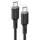Кабель ACEFAST C2-03 Type-C to Type-C 3A, 60W, 1.2m, silicone, zinc connectors, Black 6974316280729 фото 1