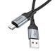 Кабель HOCO X102 USB to Micro 2.4A, 1m, nylon, aluminum connectors, Black 6942007608763 фото 4