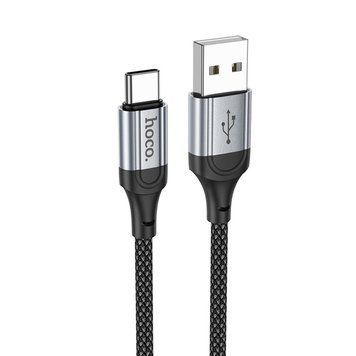 Кабель HOCO X102 USB to Type-C 3A, 1m, nylon, aluminum connectors, Black 6942007608770 фото