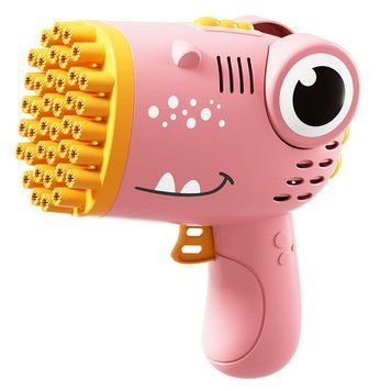 Пістолет для мильних бульбашок Dinosaur Bubble Gun з насадкою на 40 отворів 50ml Pink ILSO-00000078666-2 фото
