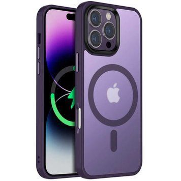 Чехол TPU+PC Metal Buttons with MagSafe Colorful для Apple iPhone 16 Pro (6.3") Dark Purple 555-03026 фото