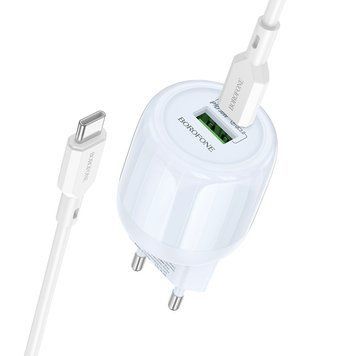 МЗП Borofone BA94A Lustrous PD30W+QC3.0 (1USB-A/1C) + кабель Type-C to Type-C Blue ILSO-00000076757-1 фото
